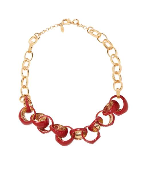 COLLANA A CATENA CHEVALIER SMALTATA RUBY RED