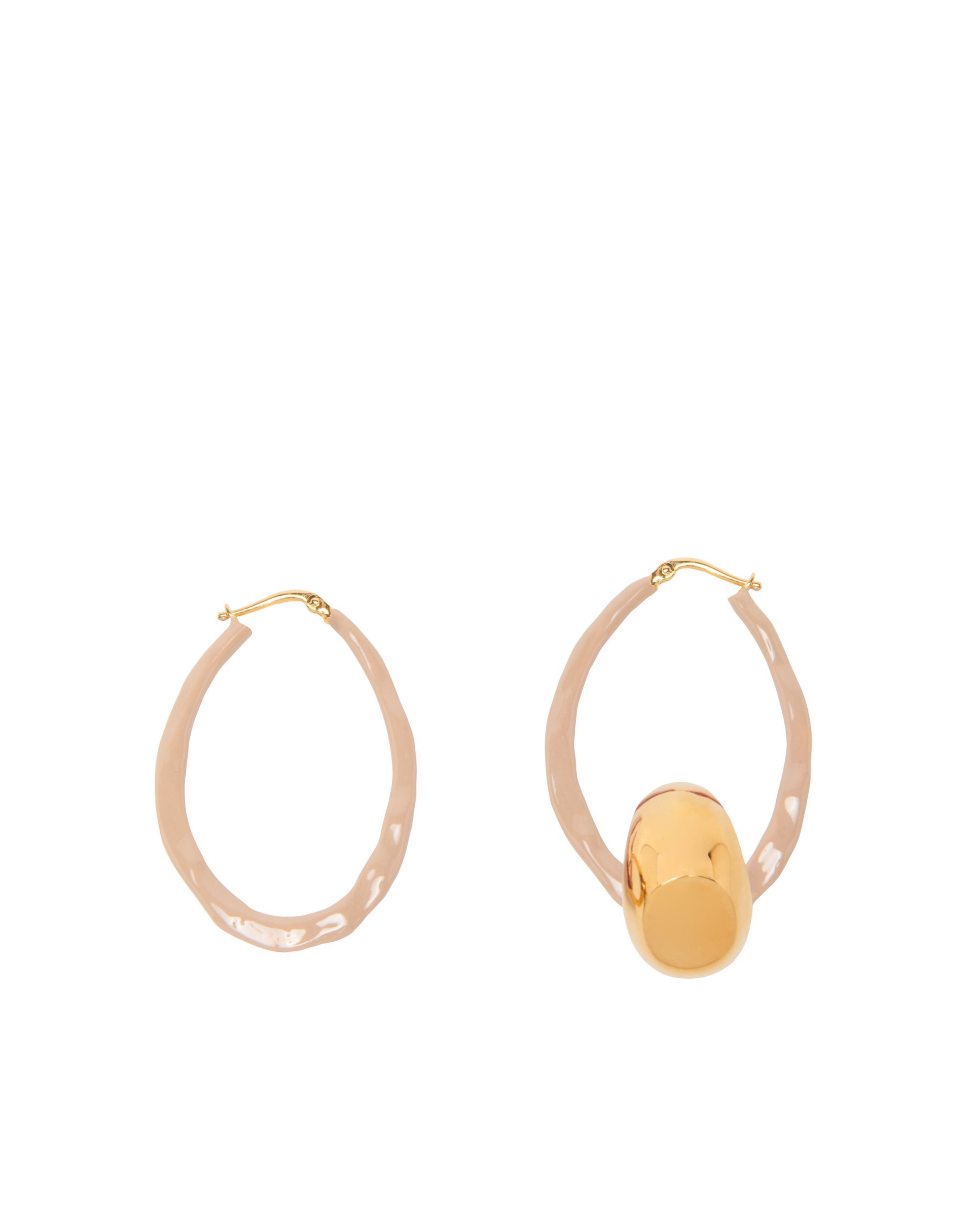 ENAMELLED OVAL EARRINGS NUDE - Image 2