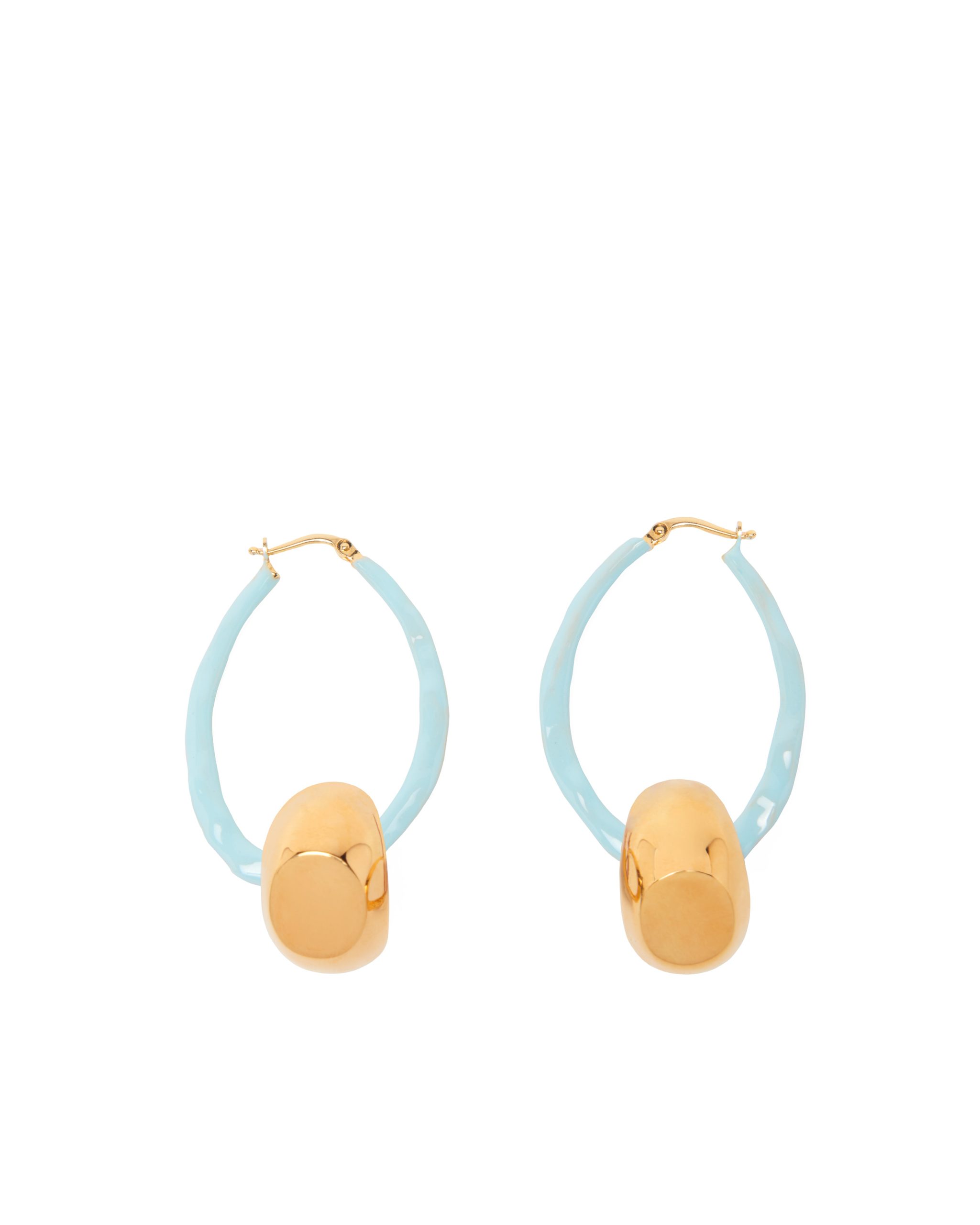 ENAMELLED OVAL EARRINGS LIGHT BLUE