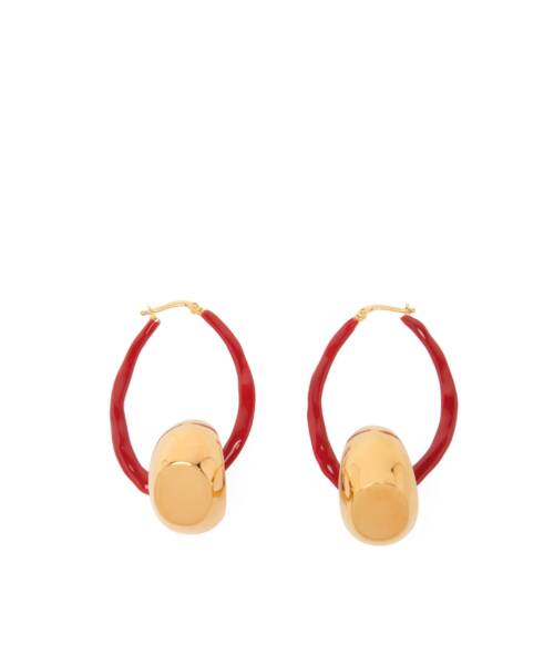 Orecchini Ovali Smaltati Ruby Red