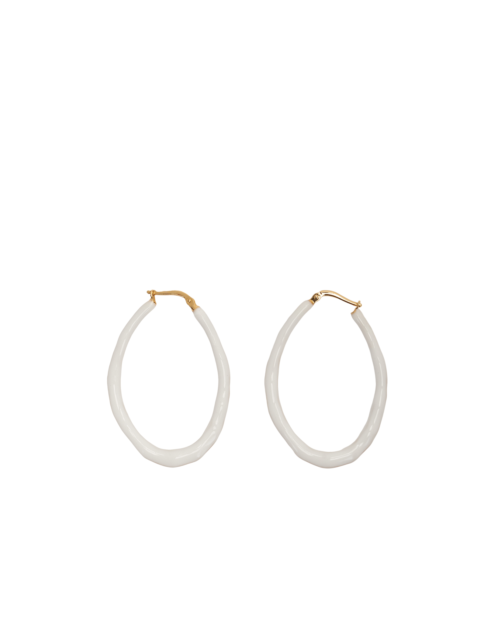 Orecchini Ovali Smaltati Bianchi - immagine 4