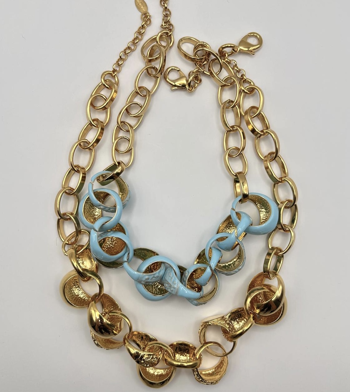 COLLANA A CATENA CHEVALIER SMALTATA LIGHT BLUE - immagine 4