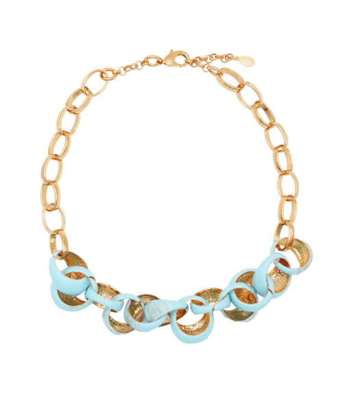 COLLANA A CATENA CHEVALIER SMALTATA LIGHT BLUE