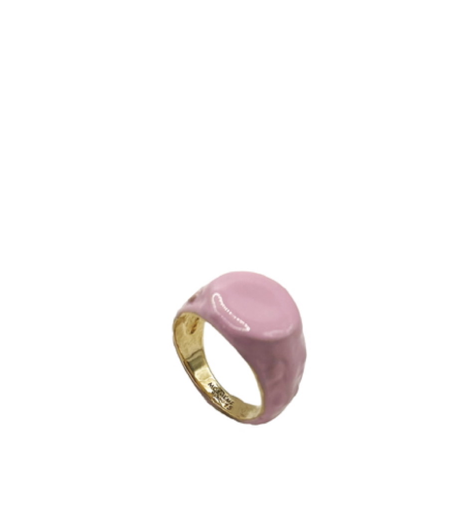 FLOWERED ENAMELLED CHEVALIER RING ICY PINK - Image 3