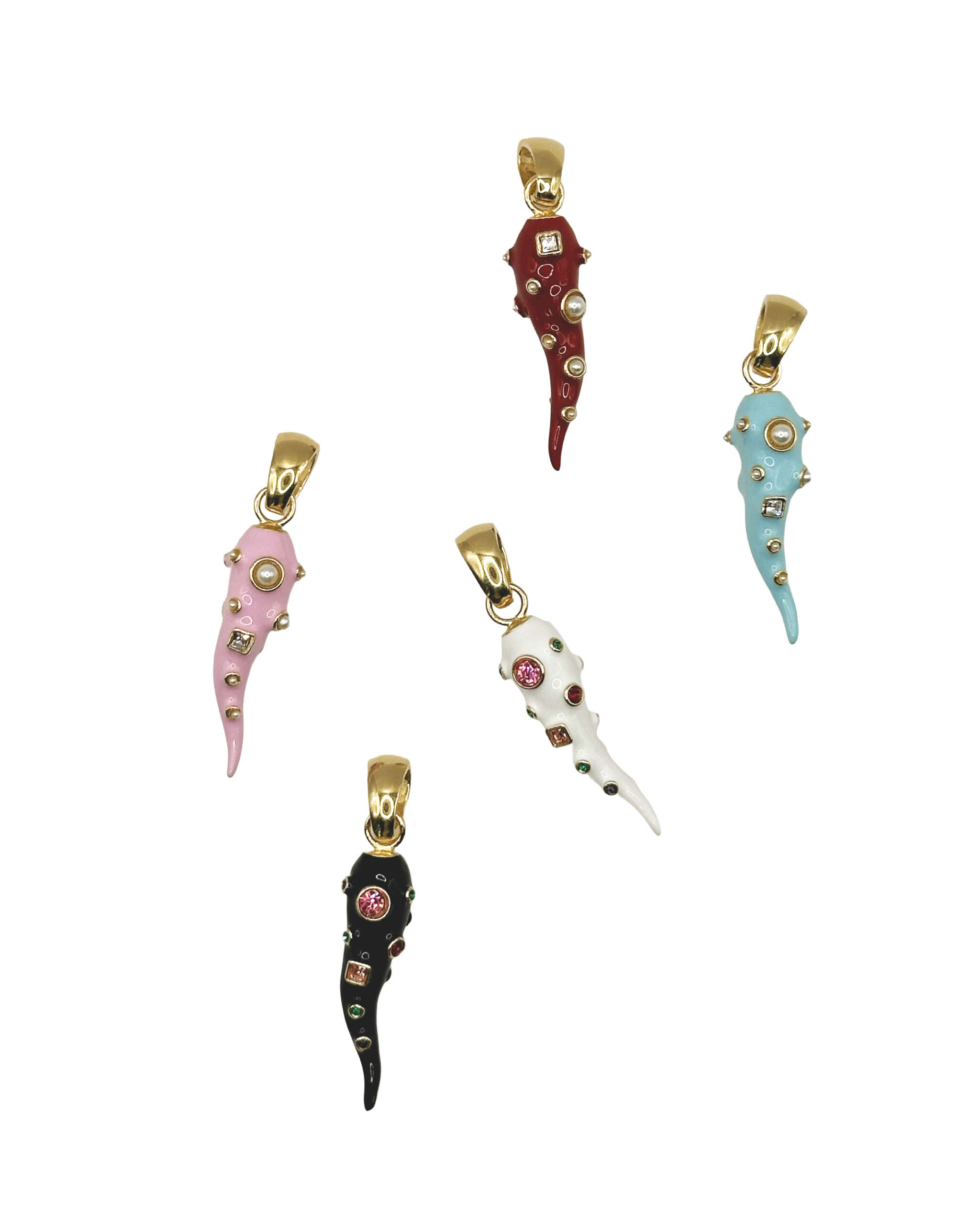 CHARM CORNO SMALTATO PICCOLO LIGHT BLUE - immagine 5