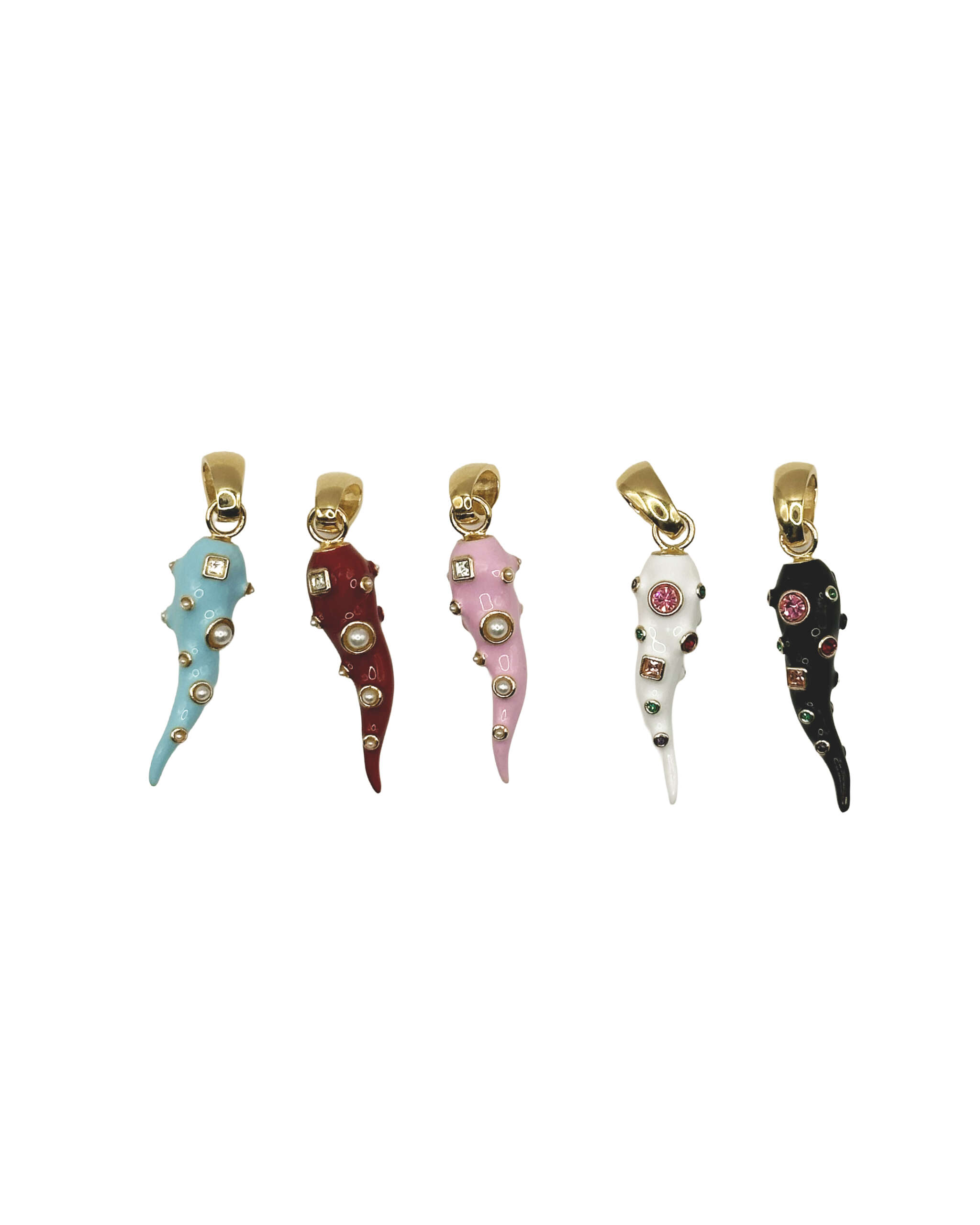 CHARM CORNO SMALTATO PICCOLO LIGHT BLUE - immagine 4