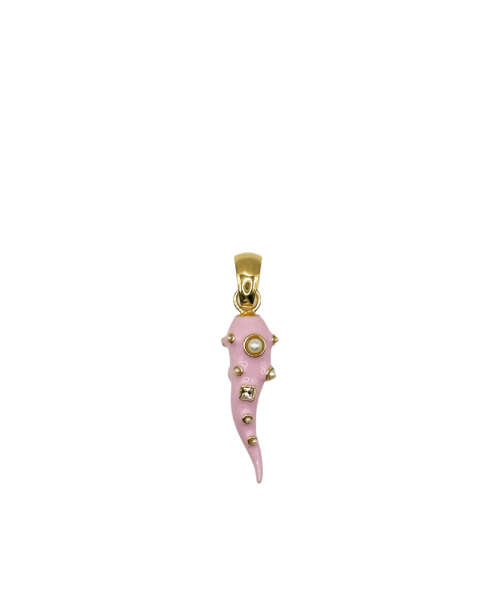 SMALL ENAMELED HORN CHARM ICY PINK